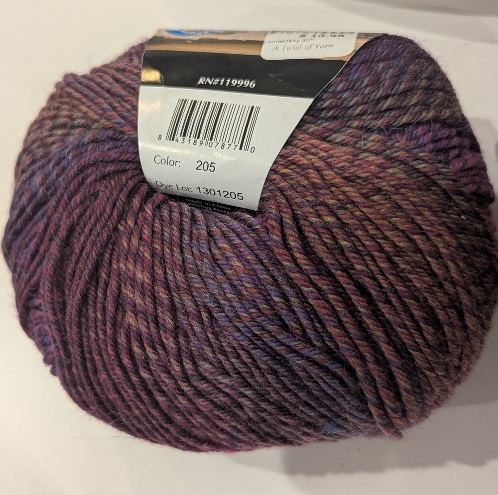 Knitting Fever Painted Sky Superwash Wool 2 Balls x 100g 205 Wine Rust Purple